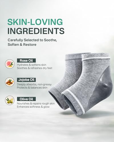 Moisturizing Gel Heel Socks for Cracked Feet, 2 Pairs