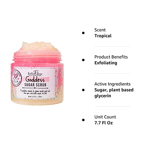 Bella and Bear Goddess Sugar Scrub, No Parabens, New Fragrance, Cruelty-Free, Vegan-Friendly Exfoliating, 6.7oz