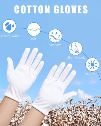 24 Pcs Cotton Moisturizing Gloves for Eczema Relief and Sleep
