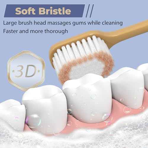 Soft Toothbrushes for Adults, Medium Manual Wider Head Tooth Brush, Good Cleaning Effect for Sensitive Teeth Oral Gum Recession (12 Pack)
