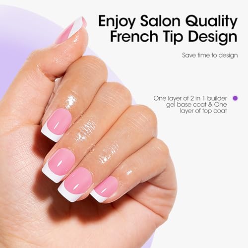 Gellen Pink French Tip Gel Nail Kit 240PCS Short Square Press-On Nails - Variation 240pcs-Pink Short Square Tips Kit