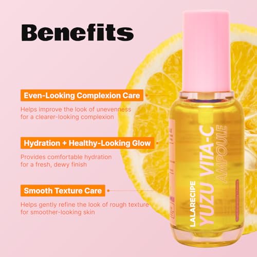 LALARECIPE Yuzu Vitamin C Serum with Niacinamide 5% & AHA, Korean Skin Care for Face, Hydrating Facial Serum for Uneven Skin Tone & Dark Spots (1.69 Fl Oz / 50ml)