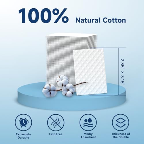 HMTM 200 Pack of Cotton Pads - 100% Pure, Lint-Free, Double-Sided Makeup & Face Remover