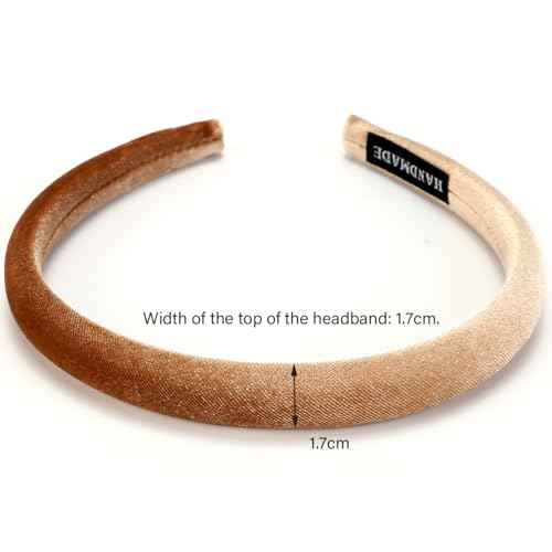 6Pcs Velvet Headbands Women's Hair Head Bands Padded Headbands 1.7cm Solid Color Hairband Fashion Headwear, Girls Women Hair Accessories (6-PACK A, One Size)