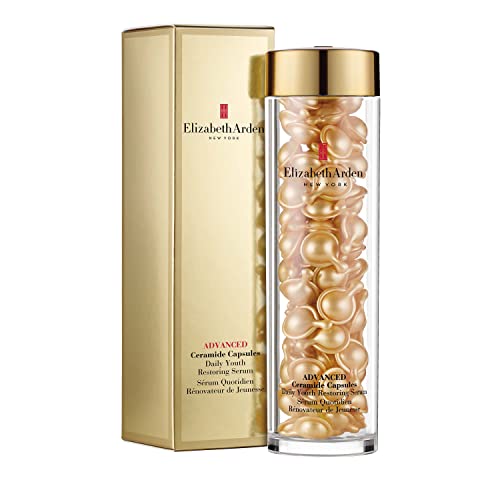 Elizabeth Arden Daily Ceramide Serum Capsules, Advanced Anti Aging Serum Capsules for Minimizing Wrinkles, Fragrance-Free, Enhances Skin Hydration and Radiance for a Youthful Look, 90 Count, 1.41 oz