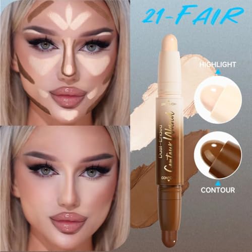 Contour & Highlighter Stick Set, Dual-Ended Waterproof Makeup