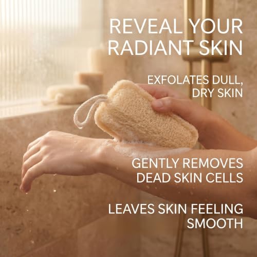 Natural Loofah Sponge 2 Pack - Exfoliating Body Scrubber