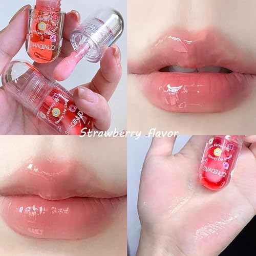 4-Pack Fruit Flavored Lip Gloss Oil Set with Hydrating Jelly Formula