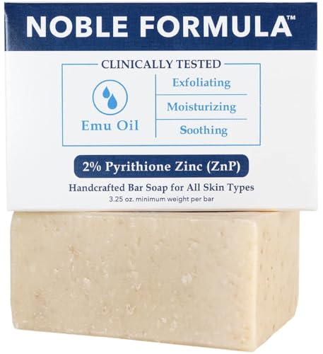 Noble Formula 2% Pyrithione Zinc (ZnP) Emu Oil Bar Soap, Especially Formulated for Acne, Psoriasis, and Eczema, Safe for Daily Use and All Skin Types, 3.25 oz