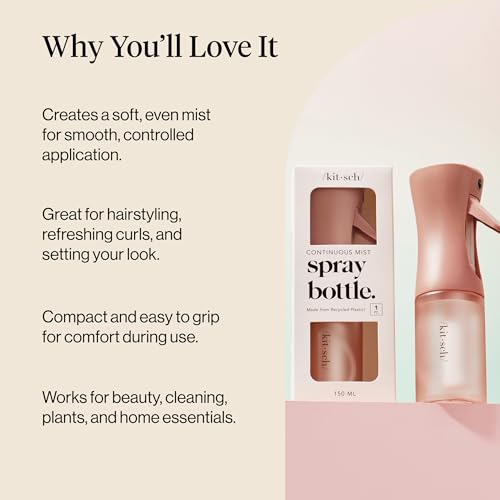 Kitsch Continuous Spray Bottle for Hair – 150ml Terracotta Fine Mist Sprayer