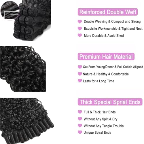 Burmese Curly Human Hair Bundles 20-24 Inch 12A Water Wave