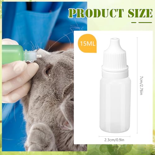 100 Pcs Plastic Dropper Bottles Squeezable Eye Liquid Dropper with Caps and Plug for Oil Eye Liquid Storage (15 ml)