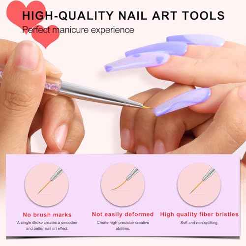 Nail Art Brushes Set,10pcs Nail Brushes for Nail Art with Nail Liner Brush and Nail Dotting Pens Professional Double-Ended Nail Art Brush Kit For Nail Drawing Nail Design Brush Gel Nail Brush
