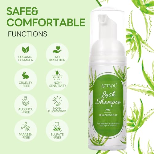 ACTROL Eyelash Extension Cleanser 60ML Aloe Foam Shampoo