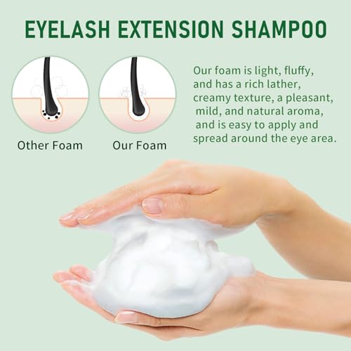 Lash Shampoo Bulk, Eyelash Cleanser for Extensions 1 Liter, Safe Makeup Remover, Non-irritating or Burning Formula Eyelid Foaming Cleanser for Professional Salon and Home Use (Aloe Vera-1L)