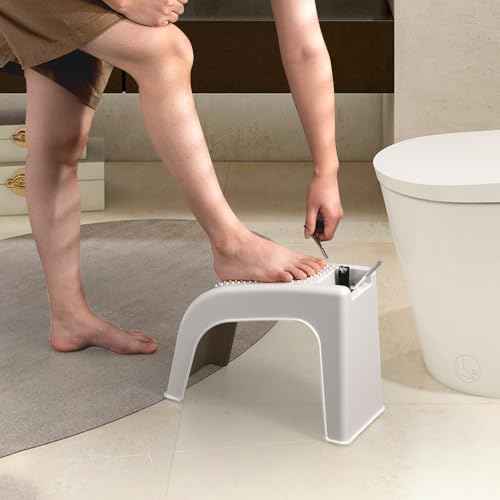 Shower Foot Rest for Shaving Legs, Non-Slip Pedicure Foot Rest, Shower Foots Step Stool for Shaving Legs, Plastic Sturdy Pedicure Stand -White