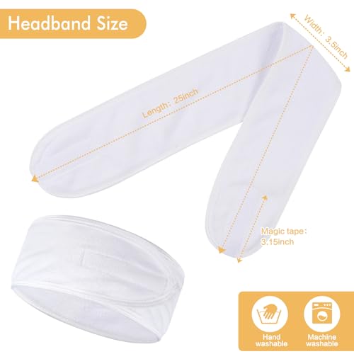 SINLAND Adjustable Spa Headband for Women - 3 Pack Microfiber Face Care Bands