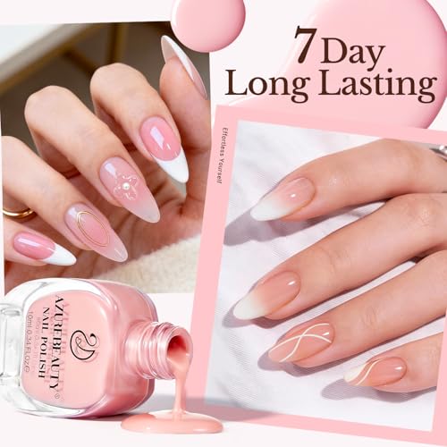Nude Pink Nail Polish Set - 4 Sheer & Glossy Colors for Natural Manicure