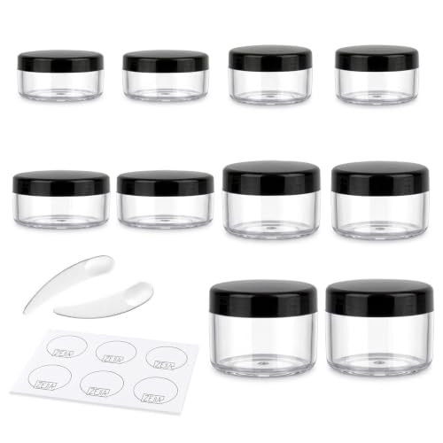 Black 10g Travel Container Set - Small Cosmetic Jars with Lids, Sample Storage