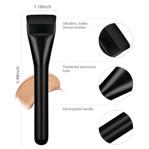 Flat Foundation Brush Set - 2 Pcs Premium Makeup Brushes
