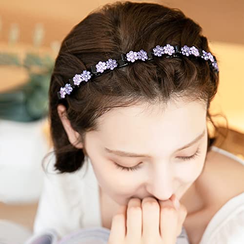 5-Piece Flower Crystal Hair Bands Set for Women - Double Layer Headbands