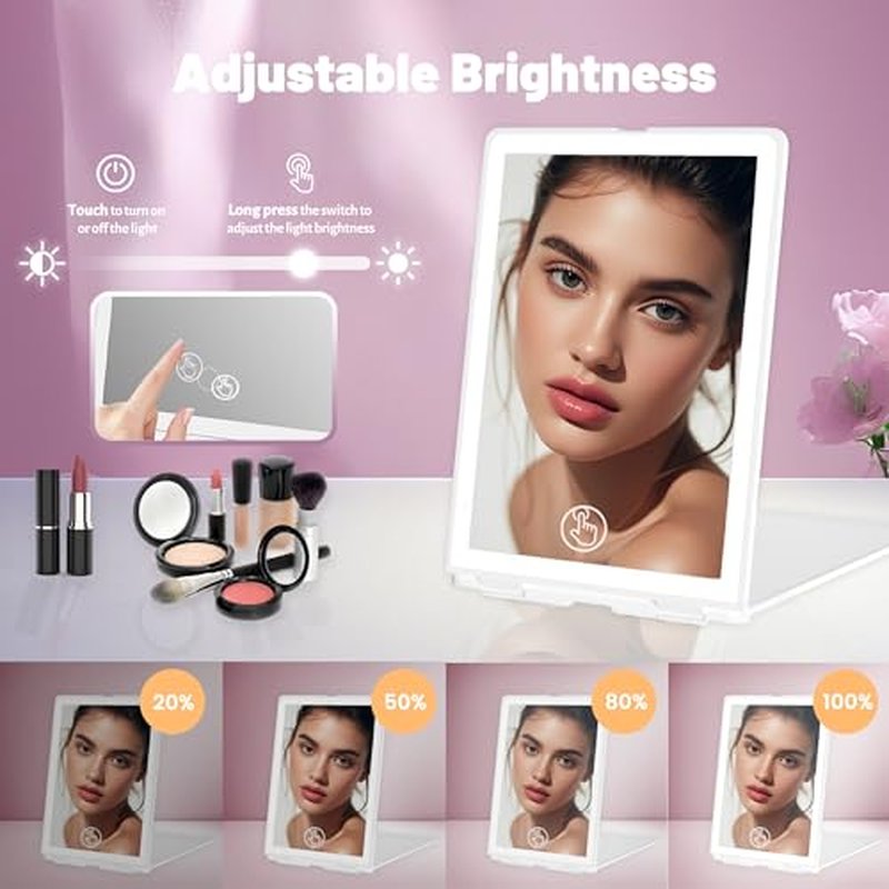 LED Makeup Mirror with Lights | Rechargeable Travel Compact