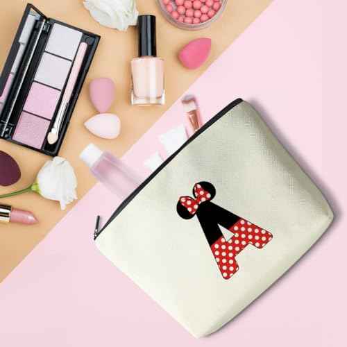 Cute Cartoon Mouse Gifts Initial A-Z Personalized Makeup Bag Monogrammed Cosmetic Bags Magic Mouse Stuff Funny Mouse Themed Gifts Mouse Lover Gifts Wizard Gifts Birthday Gifts for Women Girls (A)