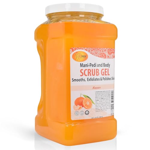 Spa Redi Pedi Scrub Gel - Mandarin, Exfoliating, Hydrating & Nourishing, Infused with Hyaluronic Acid, Amino Acids, Panthenol and Comfrey Extract for Glowy Smooth Skin ? 128oz (Gallon)