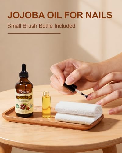 Yoken Organic Jojoba Oil 4oz - Pure Cold Pressed for Face, Hair & Skin