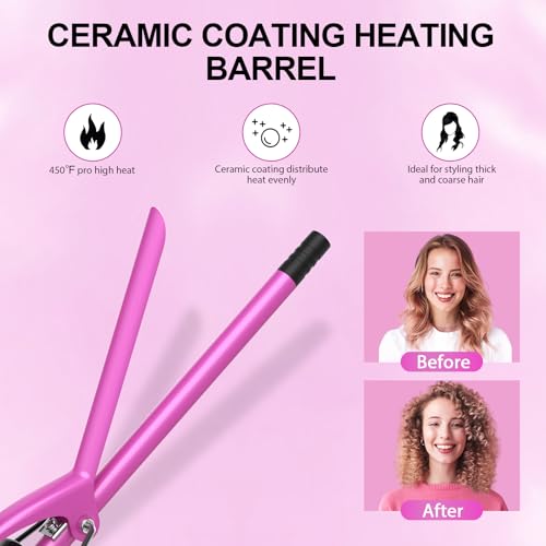 DAN Technology 3/8 Inch Small Curling Iron for Short Hair, 9mm Barrel (Pink)