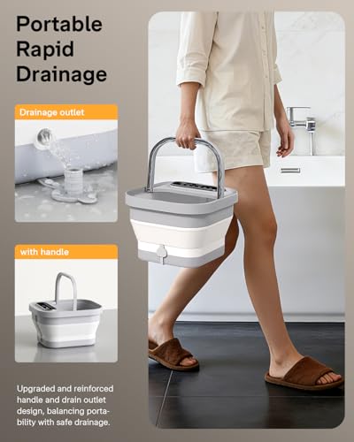 ALLJOY Collapsible Foot Spa with Heat, Bubbles & Massage Rollers