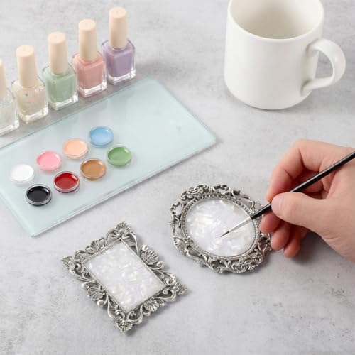 Nail Art Palette, 2 Pcs Resin Mixing Plate with Copper Edge