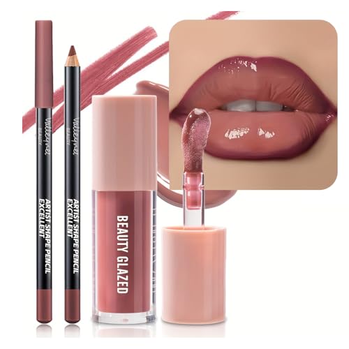 Beauty Glazed Berry Mauve Lip Gloss & Liner Set - Plumping Effect