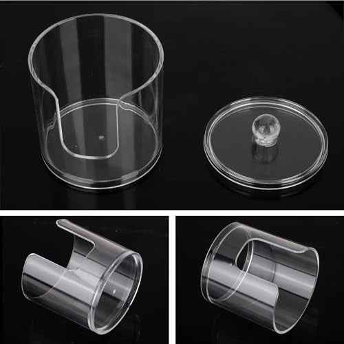 Tbestmax Plastic Cotton Round Holder and Dispenser, Clear Cotton Pads Storage Bathroom Canister Vanity Makeup Organizer