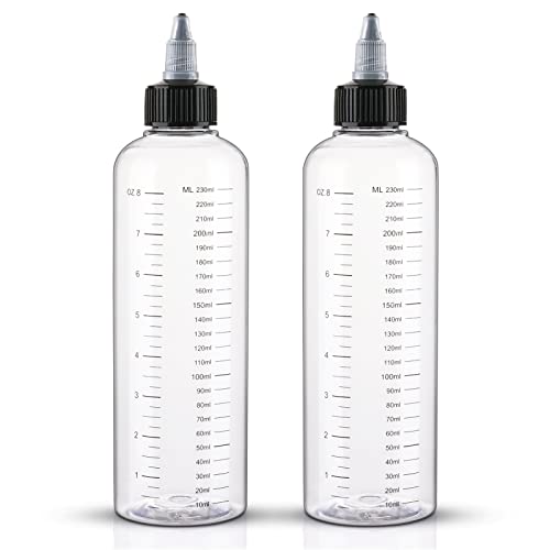 Hair Dye Applicator Bottle 8.5oz 2-Pack with Graduated Scale