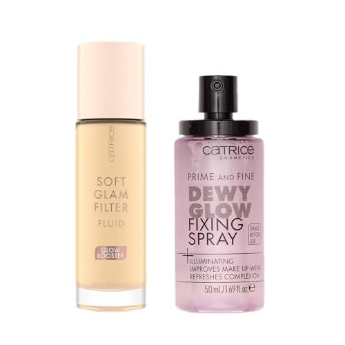 Catrice | Prime & Fine Illuminating Dewy Glow Spray & Soft Glam Filter Fluid 015 Bundle | Full Coverage Makeup | Vegan & Cruelty Free