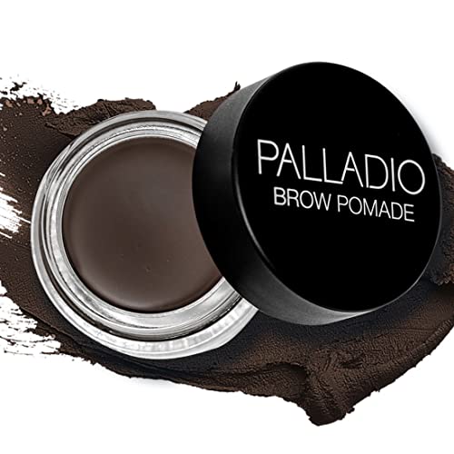 Palladio Brow Pomade Waterproof, 24 Hour Wear, Smudge Proof and Sweat Resistant Formula, Super Creamy Formula Glides on And Helps to Fill in Brows for a Dramatic, Defined, Flawless Look (Dark Brown)