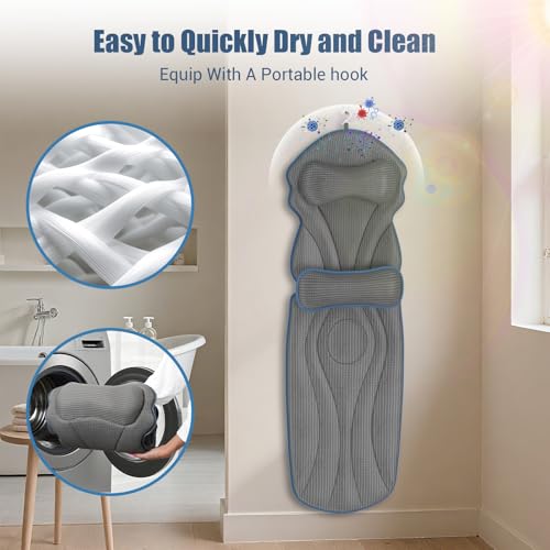 Full Body Bath Pillow with Lumbar Support & 12 Suction Cups