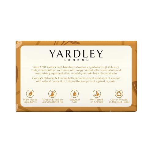 Yardley 7838-2 Yardley London Oatmeal and Almond Naturally Moisturizing Bath Bar, 4.0 oz. (Pack of 2)