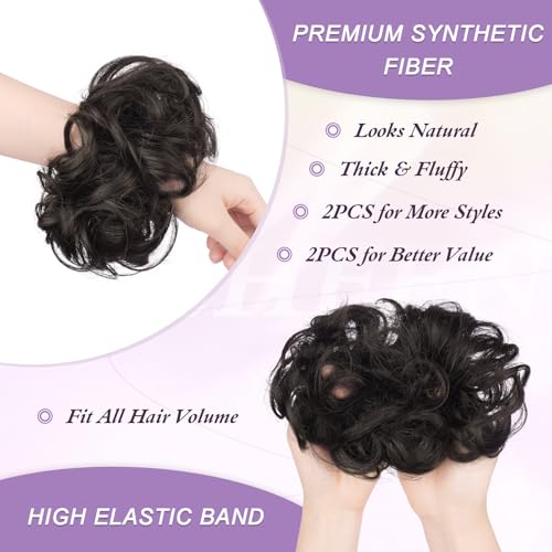2PCs Small Messy Bun Hair Pieces for Thin Hair