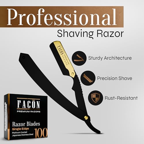 Facón Straight Razor Kit for Men with 100 Blades