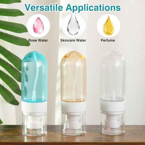 Small Spray Bottle Travel Size,3 Pack 2oz Mini Travel Bottles Refillable Empty Plastic Containers Leak Proof for Perfume Toners Rose Water Cosmetics