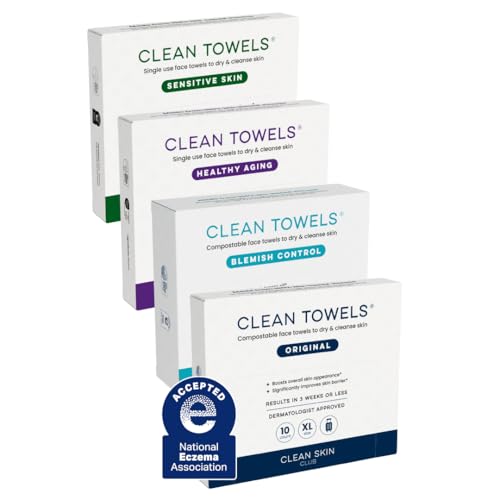 Clean Skin Club XL Towels 4-Pack Variety Set – 40 Count