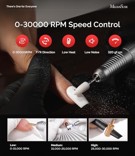 Cordless Rechargeable Nail Drill E-File with Built-in Storage - 30000RPM