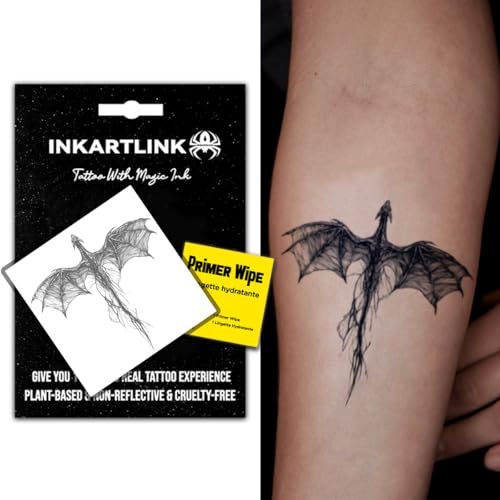 INKARTLINK Semi-Permanent Temporary Tattoo - Dragon Design, Waterproof 1-2 Week Wear