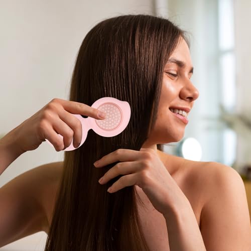 Bewudy 1Pcs Travel Hair Brush with Mirror, Mini Hair Brush, Travel Pocket Brush with Mirror, Folding Hairbrush for Women Small Hair Comb with Mirror Combo Gifts for Women, Pink (1)