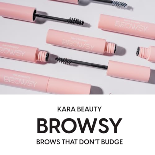 Kara Beauty Browsy Tinted Brow Gel | Dual-Ended Brow Ink and Tinted Gel Duo for Full Defined Brows | Long-Wear Smudge-Resistant Eyebrow Makeup with Vitamin E and Conditioning Oils (Clear)