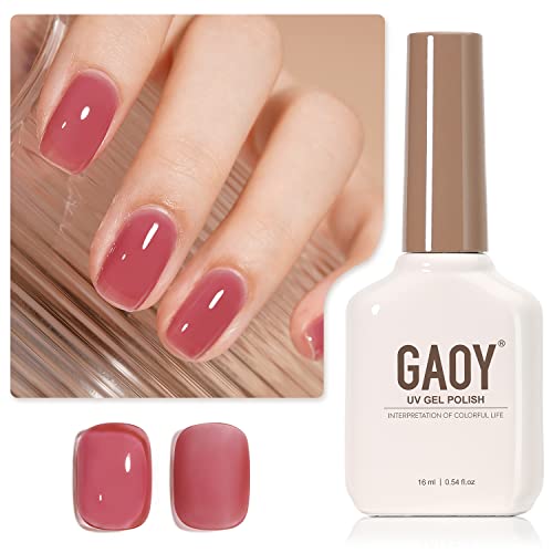 GAOY Sheer Nude Gel Nail Polish 16ml UV Light Cure for Nail Art DIY