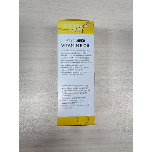 Vitamin E Oil, Ultra Concentrated Vitamin E Oil for Skin, Face, Hair, and Scars, 100% Natural & Pure-Non-GMO, 2 Fl Oz