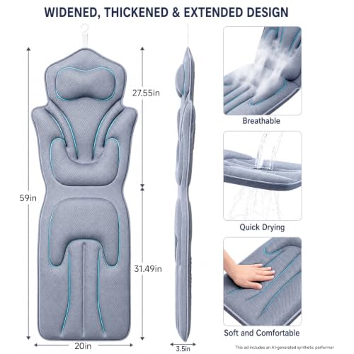 Full Body Bath Pillow 59" x 20" - 144 Suction Cups